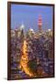 Manhattan skyline at dusk with the Empire State Building, New York City, United States of America, -Fraser Hall-Framed Premium Photographic Print