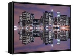 Manhattan Skyline at Night Lights-Zigi-Framed Stretched Canvas