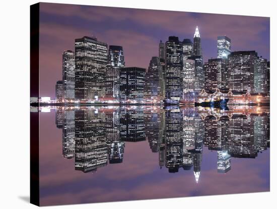 Manhattan Skyline at Night Lights-Zigi-Stretched Canvas