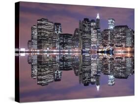 Manhattan Skyline at Night Lights-Zigi-Stretched Canvas