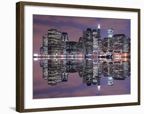 Manhattan Skyline at Night Lights-Zigi-Framed Photographic Print