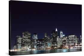 Manhattan Skyline at Night, New York City-Zigi-Stretched Canvas