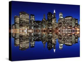 Manhattan Skyline at Night, New York City-Zigi-Stretched Canvas