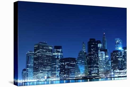 Manhattan Skyline at Night, New York City-Zigi-Stretched Canvas