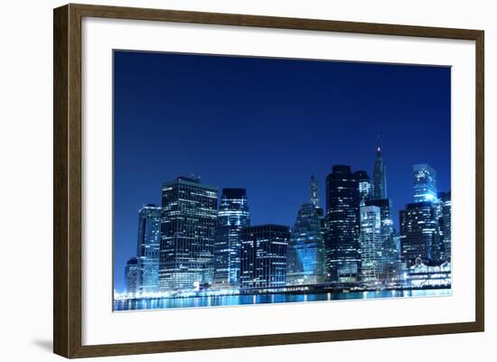 Manhattan Skyline at Night, New York City-Zigi-Framed Photographic Print