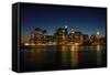 Manhattan Skyline at Night-p.lange-Framed Stretched Canvas