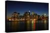 Manhattan Skyline at Night-p.lange-Stretched Canvas