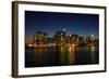 Manhattan Skyline at Night-p.lange-Framed Photographic Print