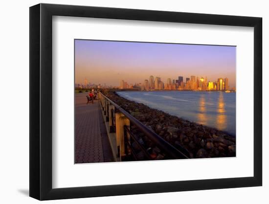 Manhattan Skyline at Sunset-George Oze-Framed Photographic Print