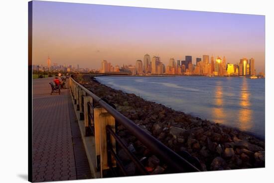 Manhattan Skyline at Sunset-George Oze-Stretched Canvas