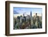 Manhattan skyline, Empire State Building and Chrysler Building at sunset, New York City, United Sta-Fraser Hall-Framed Photographic Print