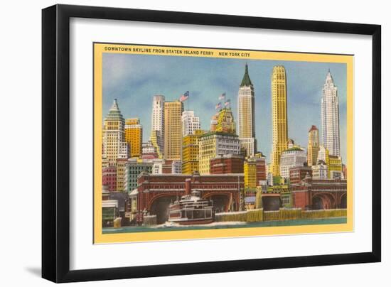 Manhattan Skyline from Staten Island Ferry-null-Framed Premium Giclee Print