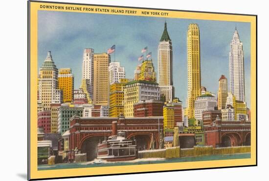 Manhattan Skyline from Staten Island Ferry-null-Mounted Premium Giclee Print