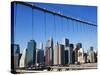 Manhattan Skyline from the Brooklyn Bridge, New York City, New York, USA-Amanda Hall-Stretched Canvas