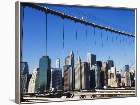 Manhattan Skyline from the Brooklyn Bridge, New York City, New York, USA-Amanda Hall-Framed Photographic Print