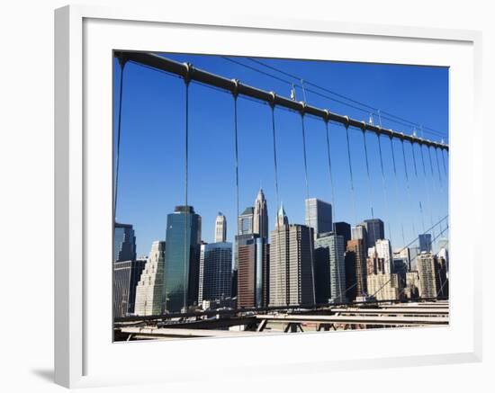 Manhattan Skyline from the Brooklyn Bridge, New York City, New York, USA-Amanda Hall-Framed Photographic Print