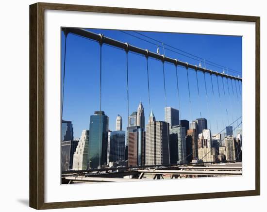 Manhattan Skyline from the Brooklyn Bridge, New York City, New York, USA-Amanda Hall-Framed Photographic Print