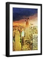 Manhattan Skyline II - In the Style of Oil Painting-Philippe Hugonnard-Framed Giclee Print