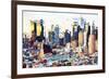 Manhattan Skyline IV - In the Style of Oil Painting-Philippe Hugonnard-Framed Giclee Print