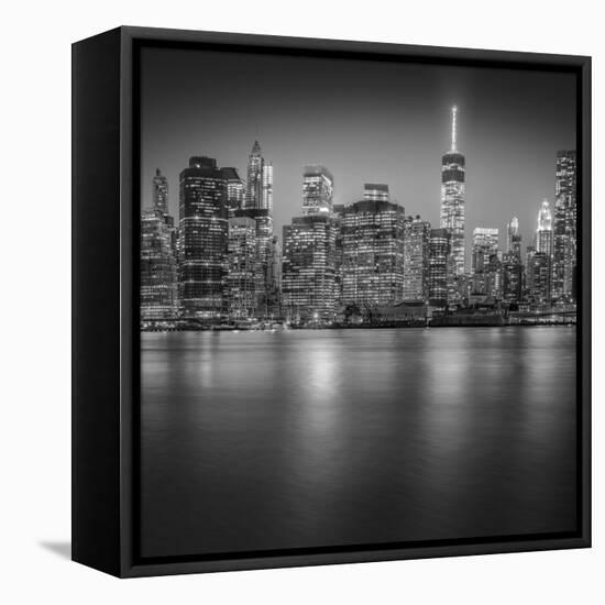 Manhattan Skyline Night-Edit-3-Moises Levy-Framed Stretched Canvas