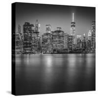 Manhattan Skyline Night-Edit-3-Moises Levy-Stretched Canvas