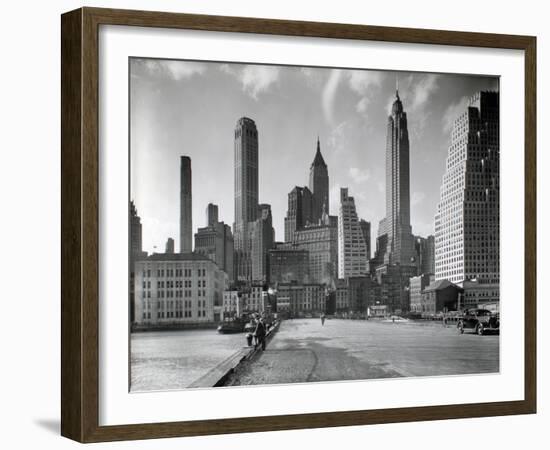 Manhattan Skyline - South Street and Jones Lane, Manhattan-Berenice Abbott-Framed Giclee Print