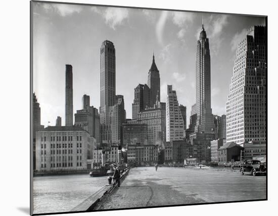 Manhattan Skyline - South Street and Jones Lane, Manhattan-Berenice Abbott-Mounted Giclee Print