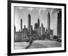 Manhattan Skyline - South Street and Jones Lane, Manhattan-Berenice Abbott-Framed Giclee Print