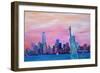 Manhattan Skyline with Downtown and Lady Liberty-Markus Bleichner-Framed Premium Giclee Print