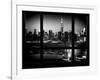 Manhattan Skyline with the Empire State Building by Night - Manhattan, New York City, USA-Philippe Hugonnard-Framed Photographic Print