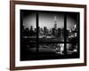 Manhattan Skyline with the Empire State Building by Night - Manhattan, New York City, USA-Philippe Hugonnard-Framed Photographic Print