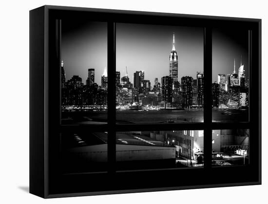 Manhattan Skyline with the Empire State Building by Night - Manhattan, New York City, USA-Philippe Hugonnard-Framed Stretched Canvas
