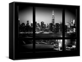 Manhattan Skyline with the Empire State Building by Night - Manhattan, New York City, USA-Philippe Hugonnard-Framed Stretched Canvas