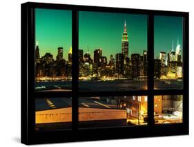 Manhattan Skyline with the Empire State Building by Night -NY Cityscape - Manhattan, New York, USA-Philippe Hugonnard-Stretched Canvas