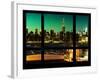 Manhattan Skyline with the Empire State Building by Night -NY Cityscape - Manhattan, New York, USA-Philippe Hugonnard-Framed Photographic Print