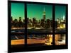 Manhattan Skyline with the Empire State Building by Night -NY Cityscape - Manhattan, New York, USA-Philippe Hugonnard-Mounted Photographic Print