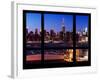 Manhattan Skyline with the Empire State Building by Night -NY Cityscape - Manhattan, New York, USA-Philippe Hugonnard-Framed Photographic Print