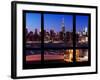 Manhattan Skyline with the Empire State Building by Night -NY Cityscape - Manhattan, New York, USA-Philippe Hugonnard-Framed Photographic Print