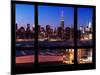 Manhattan Skyline with the Empire State Building by Night -NY Cityscape - Manhattan, New York, USA-Philippe Hugonnard-Mounted Photographic Print