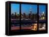 Manhattan Skyline with the Empire State Building by Night -NY Cityscape - Manhattan, New York, USA-Philippe Hugonnard-Framed Stretched Canvas