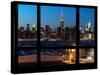 Manhattan Skyline with the Empire State Building by Night -NY Cityscape - Manhattan, New York, USA-Philippe Hugonnard-Stretched Canvas