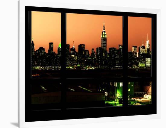 Manhattan Skyline with the Empire State Building by Night -NY Cityscape - Manhattan, New York, USA-Philippe Hugonnard-Framed Photographic Print