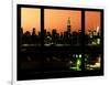 Manhattan Skyline with the Empire State Building by Night -NY Cityscape - Manhattan, New York, USA-Philippe Hugonnard-Framed Photographic Print