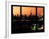 Manhattan Skyline with the Empire State Building by Night -NY Cityscape - Manhattan, New York, USA-Philippe Hugonnard-Framed Photographic Print