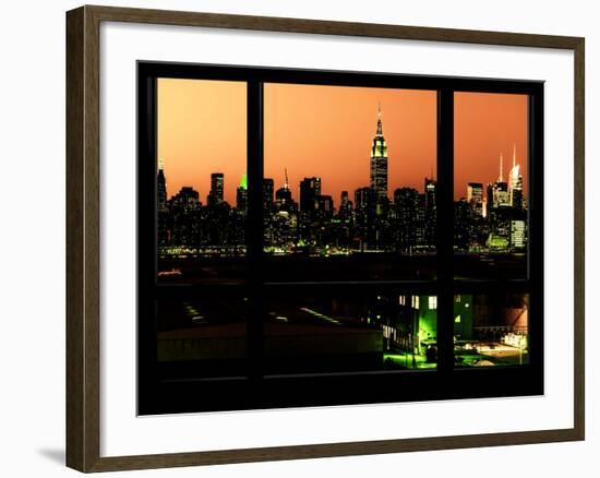 Manhattan Skyline with the Empire State Building by Night -NY Cityscape - Manhattan, New York, USA-Philippe Hugonnard-Framed Photographic Print