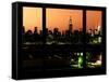 Manhattan Skyline with the Empire State Building by Night -NY Cityscape - Manhattan, New York, USA-Philippe Hugonnard-Framed Stretched Canvas