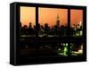 Manhattan Skyline with the Empire State Building by Night -NY Cityscape - Manhattan, New York, USA-Philippe Hugonnard-Framed Stretched Canvas