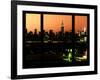 Manhattan Skyline with the Empire State Building by Night -NY Cityscape - Manhattan, New York, USA-Philippe Hugonnard-Framed Photographic Print