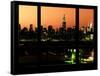 Manhattan Skyline with the Empire State Building by Night -NY Cityscape - Manhattan, New York, USA-Philippe Hugonnard-Framed Stretched Canvas