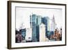 Manhattan Skyscrapers II - In the Style of Oil Painting-Philippe Hugonnard-Framed Giclee Print